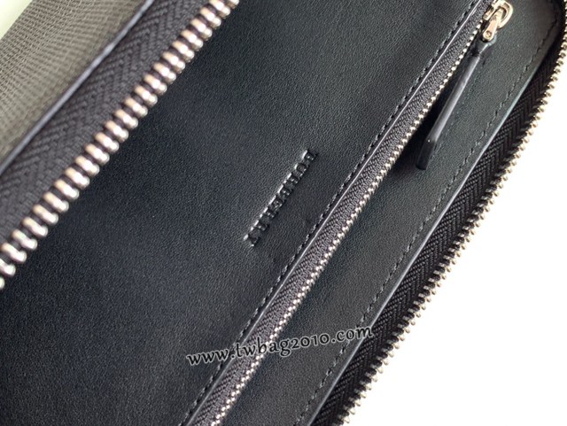 Burberry專門店新款大號男士手包 巴寶莉原廠pvc煙熏格紋拉鏈長錢包 yxb1464